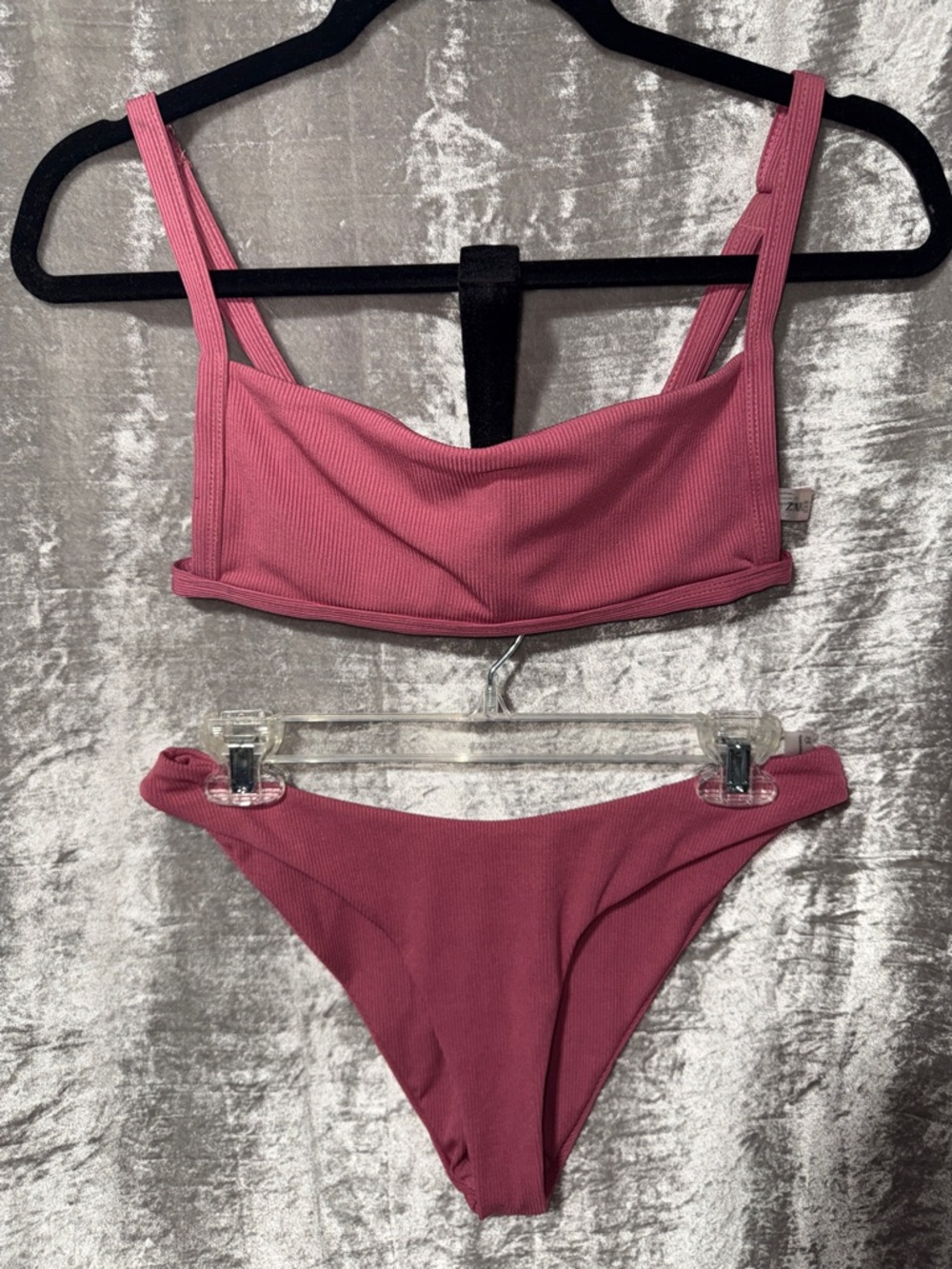 Zaful Mauve Ribbed Two-Piece Bikini Set